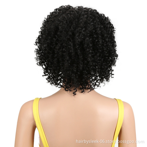 Best Selling Red Black 12 Inch Short Kinky Curly Wigs For Black Women Heat Resistant Fiber None Lace Wigs Synthetic Hair Wigs